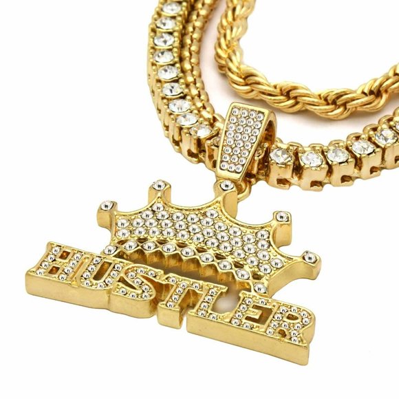 14k Gold Hustler 3 Rope Chains + Pendant - Picture 4 of 6